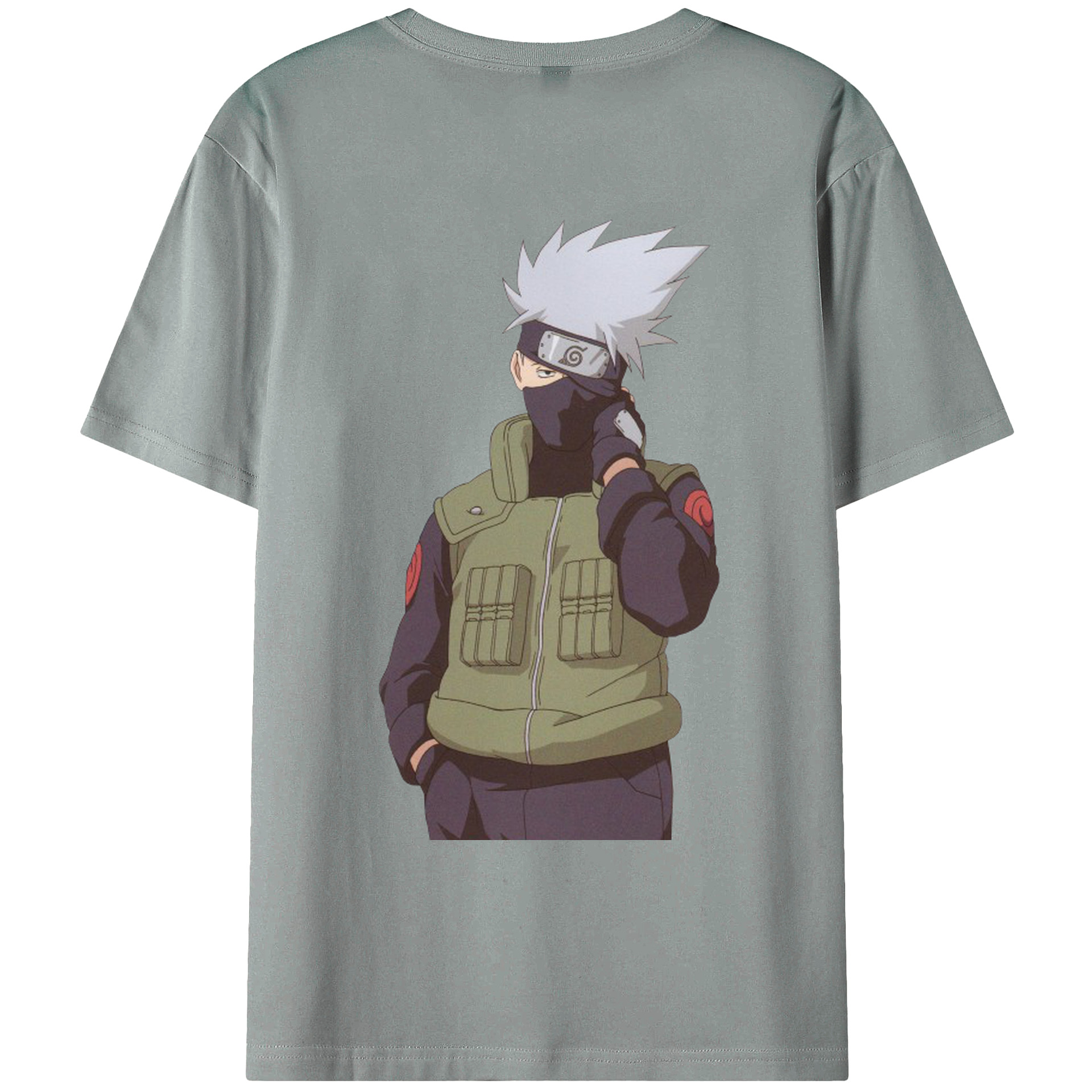 （画像用） NARUTO -ナルト- はたけ カカシ Hatake Kakashi 綿100％ メンズ半袖Tシャツ（バックプリント） 通気性